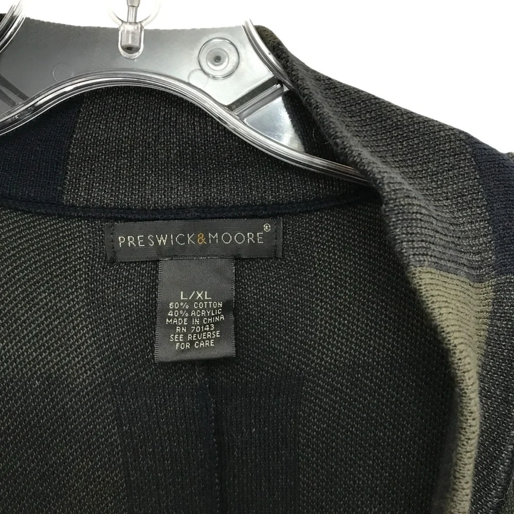 Preswick & Moore Poncho Cape Sweater Womens Petite L/XL Olive Black Plaid